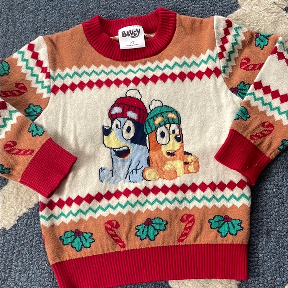Other - Bluey Kids Holiday Sweater - Red and Tan